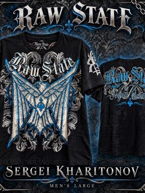 Raw State Sergei Kharitonov Shirt Mens Large Black Blue MMA Gothic Grunge Y2K